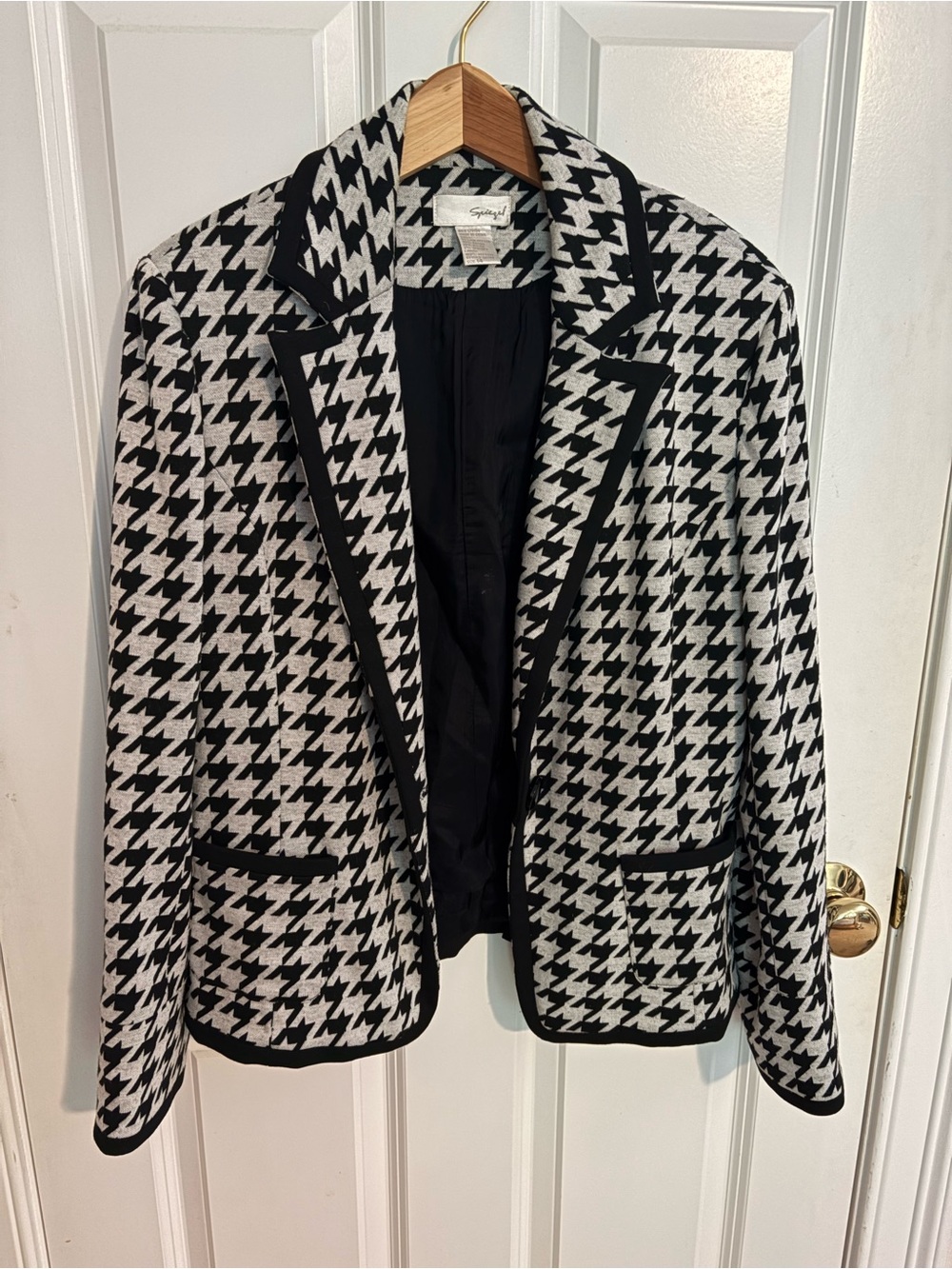 Spiegel Black and White Houndstooth Blazer Jacket